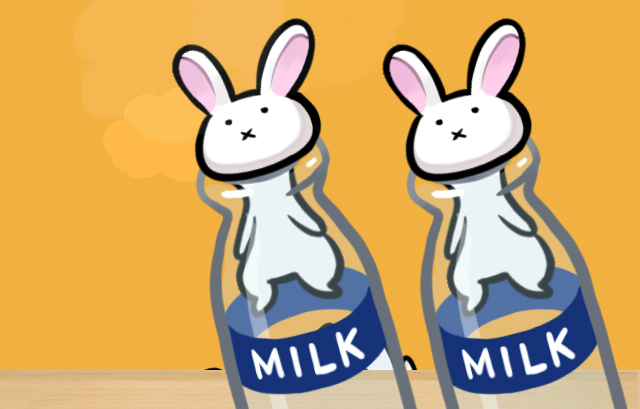 うさぎと牛乳瓶イメージ