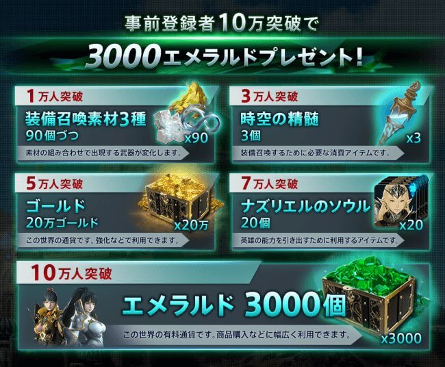 ハンドレッドソウルの事前登録情報その二