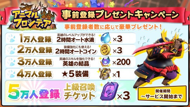 アニマルフロンティアの事前登録情報その二